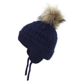 Satila Piper Navy Fur Pom Pom Hat - Kizzies, Hats - Childrens Wear